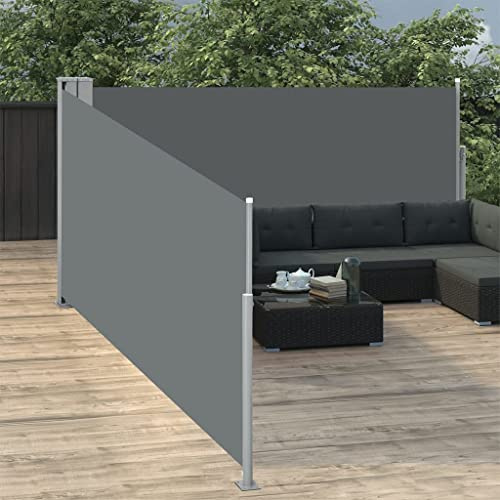 Tenda da sole laterale retrattile, 100 x 1000 cm, protezione dai raggi UV, per esterni per terrazze e balconi, avvolgibile, automatico, pannelli grigi