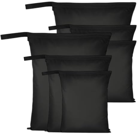 MENUY 6 Stück Nassbeutel, Wiederverwendbare Wet Bag, Wet Bag mit Reißverschluss Wasserdichter Beutel für Baby-Windelbeutel, Reisen, Strand, Schwimmbad
