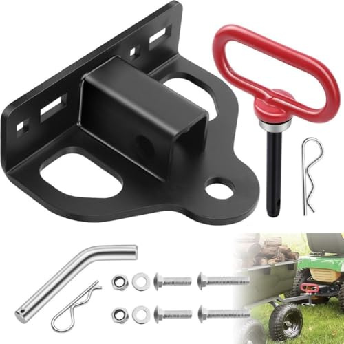 Récepteur d'attelage de remorquage en acier robuste pour remorque - Rainure de chaîne multifonction - Boulon robuste - Fixation pour tondeuse à gazon