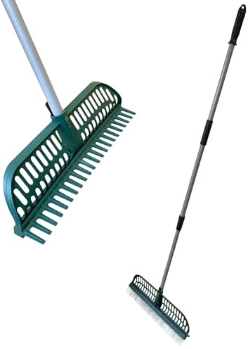 Scopa Rastrello Prato Sintetico a Doppia Faccia Spazzola Pulizia Erba Artificiale Setole in Poliammide Larghezza 45cm per Pulizia Giardino, Tappeti e Peli Animali