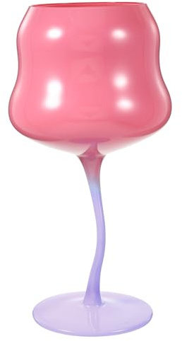 CALLARON Calice di Rosa in Vetro Rosa Gambo Alto, Bicchiere da Vino Rosso Decorativo per Feste e Matrimoni, Bicchiere Riutilizzabile per Cocktail e Bevande