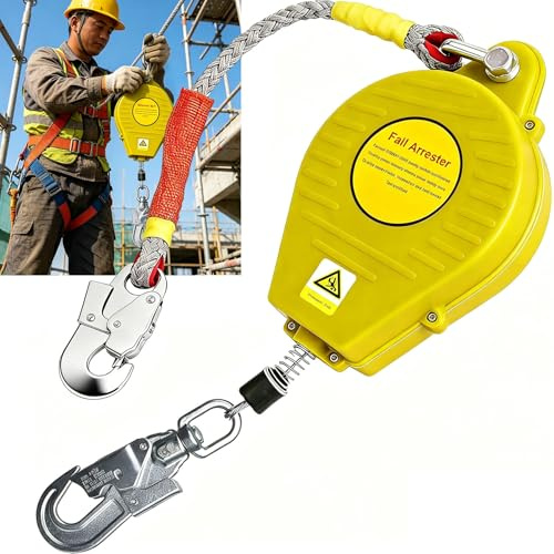 RSHJD Harnais de Securite Anti Chute Toiture 10/15/20m (Jaune, 10m)