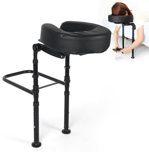 Btstil Massage Headrest for Bed, Bed Massage Head Cradle with 180 ° Rotation U-Shaped Pillow, Adjustable Height 14-45cm, Home Mattress Top Head Holder for Eye Care, Beauty, Facial SPA