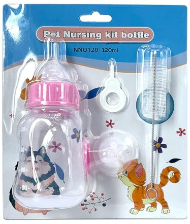 Biberón para gatitos | de leche para cachorros de 120 ml con chupete de | silicona y escala transparente | Mini biberón de tetina para gatitos, cachorros, conejos, animales pequeños
