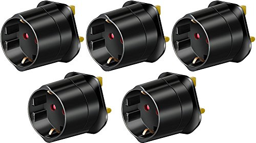 Brennenstuhl 5 Stück Reisestecker Adapter, Steckdosenadapter Reise (Für: England Steckdose und Euro Stecker) Farbe: schwarz