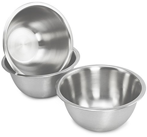 com-four® Juego de 3 Cuencos - Ensaladera de Acero Inoxidable - Cuenco para Patatas Fritas - Tazón para Mezclar y Servir - Bol Decorativo (03 Stück - Ø 20cm)