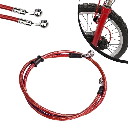 90cm Motorrad Bremsschlauch,Motorrad Stahlflex Bremsleitung Rot | Hydraulische Bremsleitung Vorne und Hinten für Pit Bike Dirt Bike Enduro Motocross ATV Quad