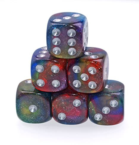 Würfelzeit 6503 - Würfel w6 16 mm, Cosmoo Arctic Fire m/Silber (6 Augenwürfel im Polybeutel)