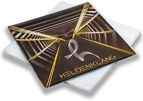 Heldenklang® 12 Schallplatten Hüllen - SLIM - 80 μm LP-Schutzhüllen - Sehr transparent - Made in Germany - 50 Stück
