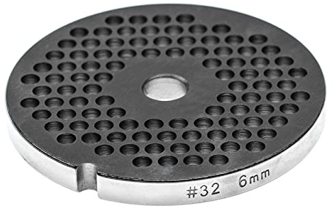 vhbw Grille taille 32 pour hachoir à viande | Diamètre des trous 6mm, trou central 13,4mm, acier inox