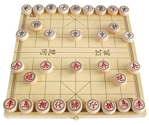 Luoyer 14 Inch Wooden Foldable Chinese Chess Xiangqi Travel Game Set with Wooden Chess Pieces Traditional Tabletop Strategy and Skill Game for Teens Adults