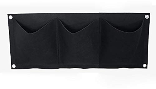 tooloflife Wand-Pflanzsäcke zum Aufhängen, Pflanztaschen für Blumentöpfe in Schwarz, für Balkongeländer, Zaun, Blumen, Kräuter- und Gemüsepflanzen (horizontal-3 Taschen)
