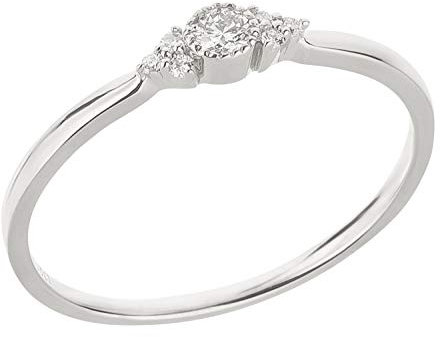 Ardeo Aurum Damenring aus 375 Gold Weißgold mit 0,08 ct Diamanten Brillant in verzierter Zargenfassung Verlobungsring Gr. 56