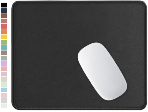 Hsurbtra Mauspad, hochwertig, strukturiert, quadratisch, rutschfest, wasserdicht, schön, vernähter Rand, niedliche Gummi-Computermatte, Büro, Gaming, Laptop, Damen, Kinder, Tiefschwarz, 25,9 x 21 cm