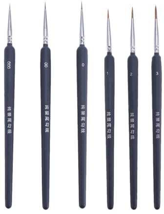 Cabilock 6-teiliges Detailpinsel-Set, Feine Miniaturpinsel 18,5 cm für Modellbau und Miniaturmalerei, Präzisionspinsel für Acryl, Aquarell, Öl, Malen nach Zahlen und Feine Linien