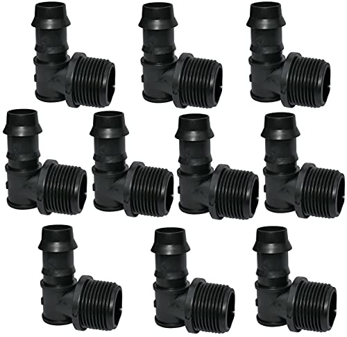 AERZETIX - Juego de 10 puntas racores codo acanaladas Ø20mm x 3/4'' rosca exterior para manguera de jardín/riego (multi temporada) de Ø20mm sistema por goteo - C48734