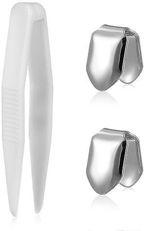 FOMIYES 2Pcs Hip Hop Teeth Plain Plated Mouth Teeth Brace Single Tooth Braces Top Tooth Single Grill Cap Shiny Teeth Teeth Decoration for Teeth Mouth, Party Accessories Teeth Grills (Silver)