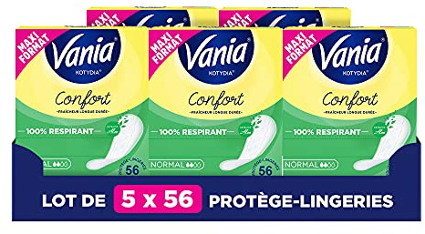 Vania Kotydia Proteggi-Slips, Comfort, Normale, Aloe Vera, 56 Proteggi-Slips, Confezione da 5