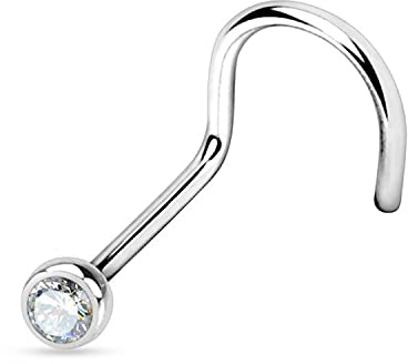 Warrior Nasenpiercing Nasenstecker Gebogener Nasenstecker mit tschechischer Kristallkugel Steriler Chirurgenstahl 316L 22G (0,8 mm) Länge 6,5 mm x 2,5 mm PBS-002 / PTB-002