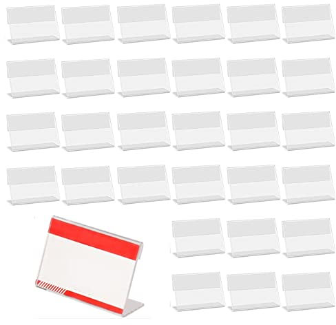 30 Stück Acryl Namenskarten Halter, 8 x 5 cm Etikettenhalter, Tischnameschild, Tischaufsteller, Mini Schild Display, Visitenkarten-Display