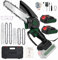 Mini Kettensäge mit Akku, 6 Zoll und 4 Zoll, 2-in-1 kettensäge Kit mit bürstenlosem Motor und Superleistung, elektrische säge zum Schneiden von Ästen, Gartenbäumen, (2 Batterien, 2 Ketten)