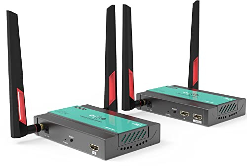 Mirabox Wireless HDMI Transmitter and Receiver Extender 1x4-200m(656Ft) 5.8GHz 1080P@60Hz Audio Video Extender Kit with IR and HDMI Loop-Out for TV,DSLR Camera,Projector,DVR,Laptop,PS5,Switch