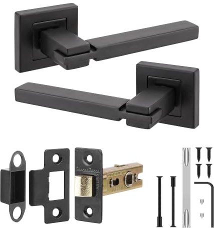 Decoranddecor Matt Black Door Handles Internal with Mortice Latch | Black Internal Door Handles, Interior Door Handles, Square Door Handle