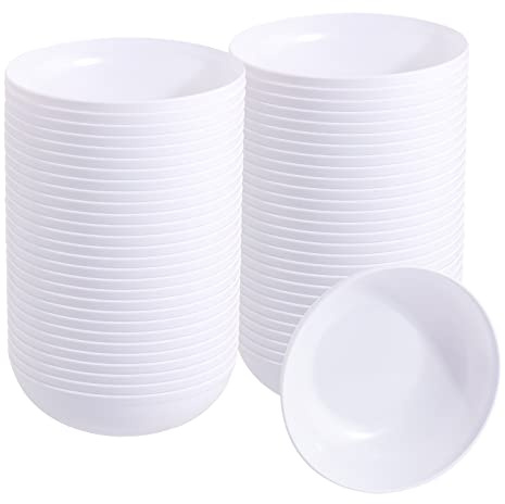 bUCLA 50Pack 12oz White Plastic Bowls - Disposable White Plastic Salsa Bowls Premium Heavy Duty - Ideal for Wedding &Party