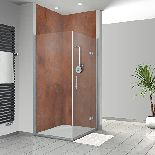 WANDFREUDE individuelle Duschrückwand Aluverbundplatte auf Maß (2 Stück - Oxidiertes Metall - Seidenmatt) – Dusche Wandverkleidung Duschwandverkleidung Duschrückwände