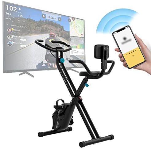 Bluefin Fitness Tour Lite - Bicicleta estática para uso doméstico, entrenamiento en casa | Compatible con Kinomap | Bicicleta plegable para el hogar | Consola | Bicicleta estática de resistencia