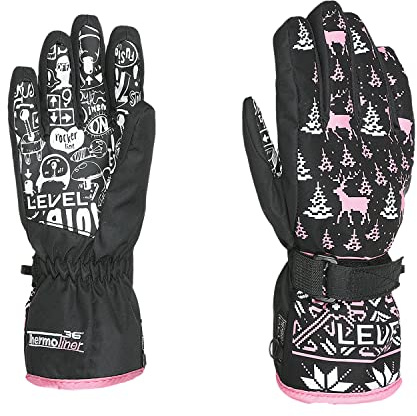 Level - Guanti Da Sci/Snow Junior Ninja Pink Girl - Dimensione 9-10a - Rosa