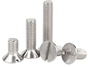 BELLAY Flachkopf-Maschinenschraube mit Schlitz, metrisches Gewinde, Senkkopfschraube, Edelstahl 304, M2, M3, M4, M5, M6, M8, M10 (Color : 45mm (5pcs), Size : M5)