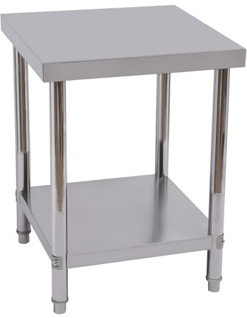 KEESUNG 24*24 Zoll Edelstahltisch, Silber Lebensmittel Zubereitungstisch Gastronomie Küchentisch Zerlegetisch Gewerbliche Arbeitstisch Lebensmittel Hackklotz Zubereitungstisch für Küche Bar Restaurant