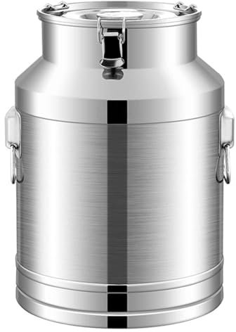YOtat 201 Stainless Steel Farm Milk Bucket, Milk Transport Can Tote Jug Milk Churn CanTea Canister with Sealed Lid Heavy Duty for Commercial Kitchen (silver 100L)