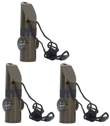 Trillerpfeife, 3 Stück 7-in-1 Tragbares ABS Multifunktions Sport Pfeife LED Thermometer Signalpfeife Kompass Notpfeife Notfall Überlebenspfeife Mit Trageband Für Outdoor Bootfahren Wandern Camping