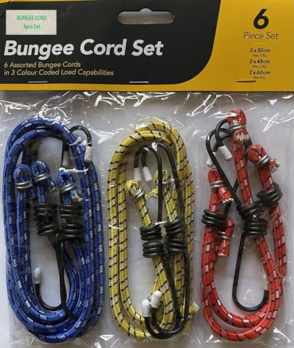 6 Pack Bungee Cord With Hook Heavy Duty Outdoor Tie Down Rope for Tarp, Cover, Canvas, Motorcycle and Cargo Caravan Camping RVs Trunks Luggage Racks Heavy Duty Bungee Cord