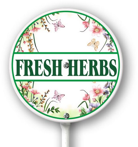 Horienteeon Schild mit Pfahl, frische Kräuter, Gartenschild, frische Kräuter, Wildblumen, Hofschild, 23,4 cm, rostfreies Aluminiumschild für den Außenbereich, Aluminiumschild für Rasen, Hof,