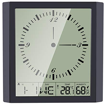 Irfora Termoigrometro digitale multifunzionale, termometro, igrometro e orologio quadrato, orologio da parete minimalista con allarme calendario e funzione snooze, visualizzazione della temperatura