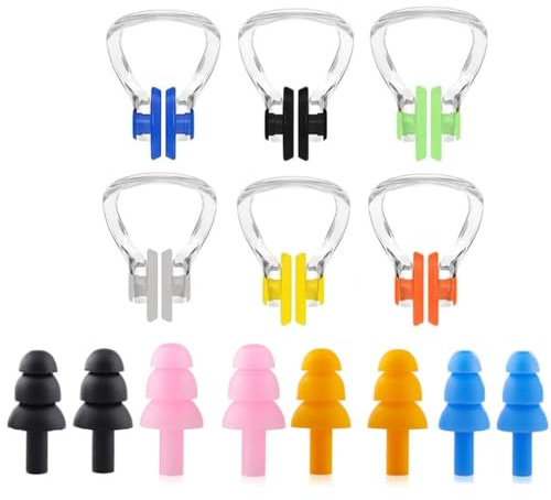 6pcs Swimming Nose Clip with 4 Pairs of Earplugs, Nose Training Protector, Ear Protectors, Accessories for Swimming, Diving, for Swimmers, Beginners