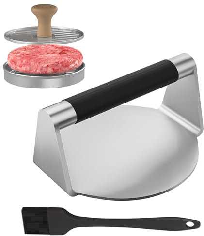 Toskope 3PCS Smash Burger Press Kit, Round Hamburger Press, Stainless Steel Bacon Press and Hamburger Patty Maker, Non-Stick Burger Smasher/Hamburger Smasher Tool Set for Grill and Griddle Cooking