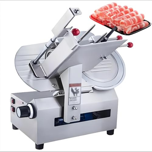 Commercial Meat Slicer, Electric Deli Food Slicer, Carbon Steel Blade Electric Food Slicer, 0-10mm Adjustable Thickness, Independent Waterproof Switch, Stainless Steel Body, for Meat, Cheese, Veggies