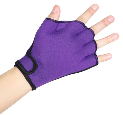 BrightGlow Schwimmhandschuhe Einstellbare Tauchhandschuhe Schwimmentraining Handschuhe Tauchflossenhandschuhe Unisex-Adult Schwimmhandschuhe Aqua Fitness Handschuhe Paddel Tauchen Hand Lila M