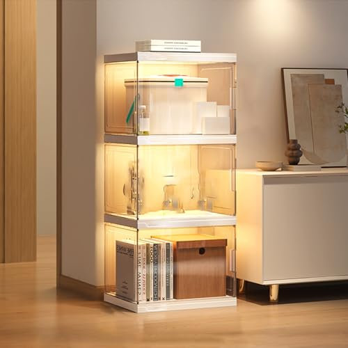 Eleganter Glasvitrine für Sammlerstücke mit Acryltür, Curio-Schrank für China-Bücher und mehr, Eckvitrine, Aufbewahrungsregale (40 x 32 x 94 cm)
