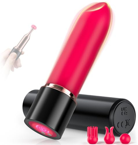 Mini Vibrator Vibratorensets für frauen Mit Vier Silikonköpfe-Sex Toys Lipstick Vibration für Frauen Sex Spielzeug für die Frau mit 10 VibrationModi, Leise Vibratoren Sexspielzeug (Vibratorensets)