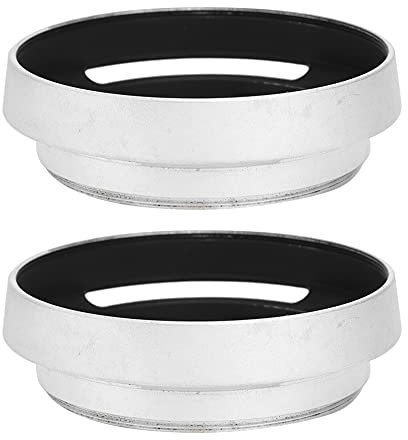 2Pcs Camera Lens Hood, 58 mm Aluminium Alloy Hollow Out Lens Hood Vented Hood Portable Metal Lens Hood Replacement for Leica Camera Silver