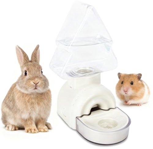 Nobleza Distributeur Eau Lapin 520ml - Abreuvoir Automatique avec Biberon Anti-Fuite, Installation Suspendue ou sur Pied, Design Flottant - Blanc
