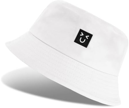 Nadeer Fischerhüte Damen Bucket Hats Faltbar Sommer Hüte Baumwolle mit Breiter Krempe Sonnenhüte für Unisex Frauen Herren Outdoor Aktivitäten(Weiß-A,Einheitsgröße)