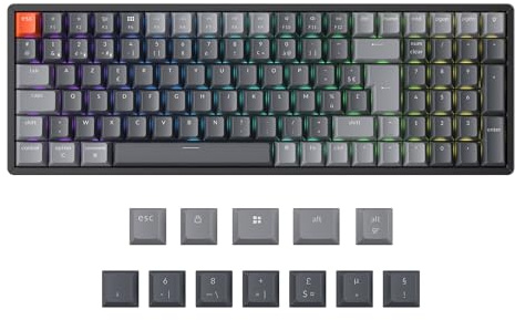 Keychron K4 QMK Clavier Mécanique sans Fil, Disposition 96%, Hot-Swap Commutateurs Rouge, Rétroéclairage LED RVB et Rechargeable, Bluetooth 5.2 pour Mac/Windows/Linux, Disposition FR- Version 3
