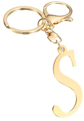 QUARKZMAN Süßer goldener Schlüsselanhänger aus Edelstahl Schlüsselanhänger | mit dem Alphabet A–Z, mit dem Buchstaben S, für Damenhandtaschen und Taschenanhänger, personalisiertes Geschenk