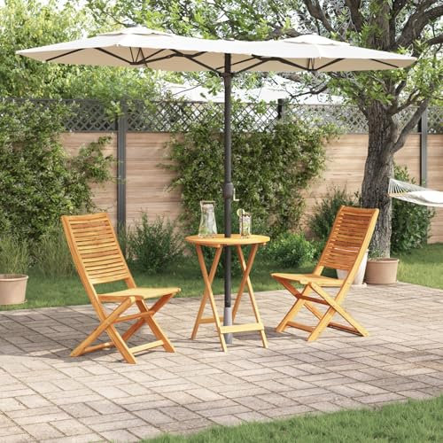 Makastle 3tlg. Bistroset Sitzgruppe klappbares Balkonset Balkonmöbel Set, Klappbar Bistrotisch mit 2 Stühlen, Gartenmöbel für Balkon Terrasse, Akazienholz
